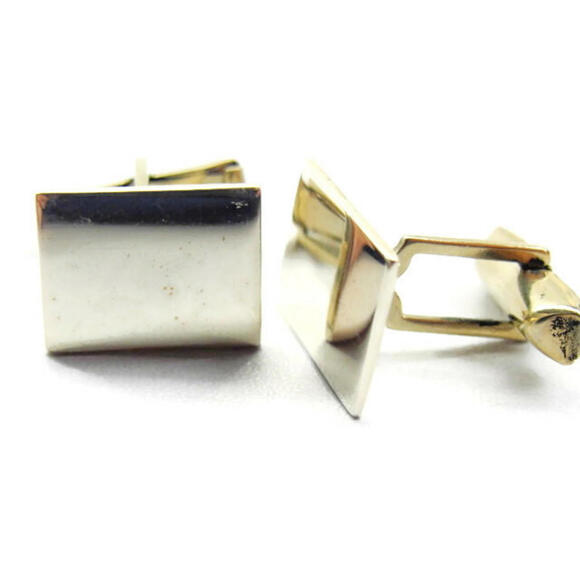 Classic Simple Elegant Rectangle Cufflinks Vintage Sterling Silver 925 Patina